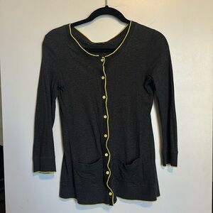 Grey theory cardigan with yellow accents